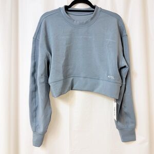 AYBL Oversized Cropped Jumper Sweatshirt Blue Small NWT
